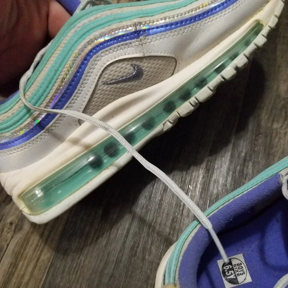 Nike Air Max 97 Youth 6.5 Aura Sapphire Aurora Green Blue Shoes